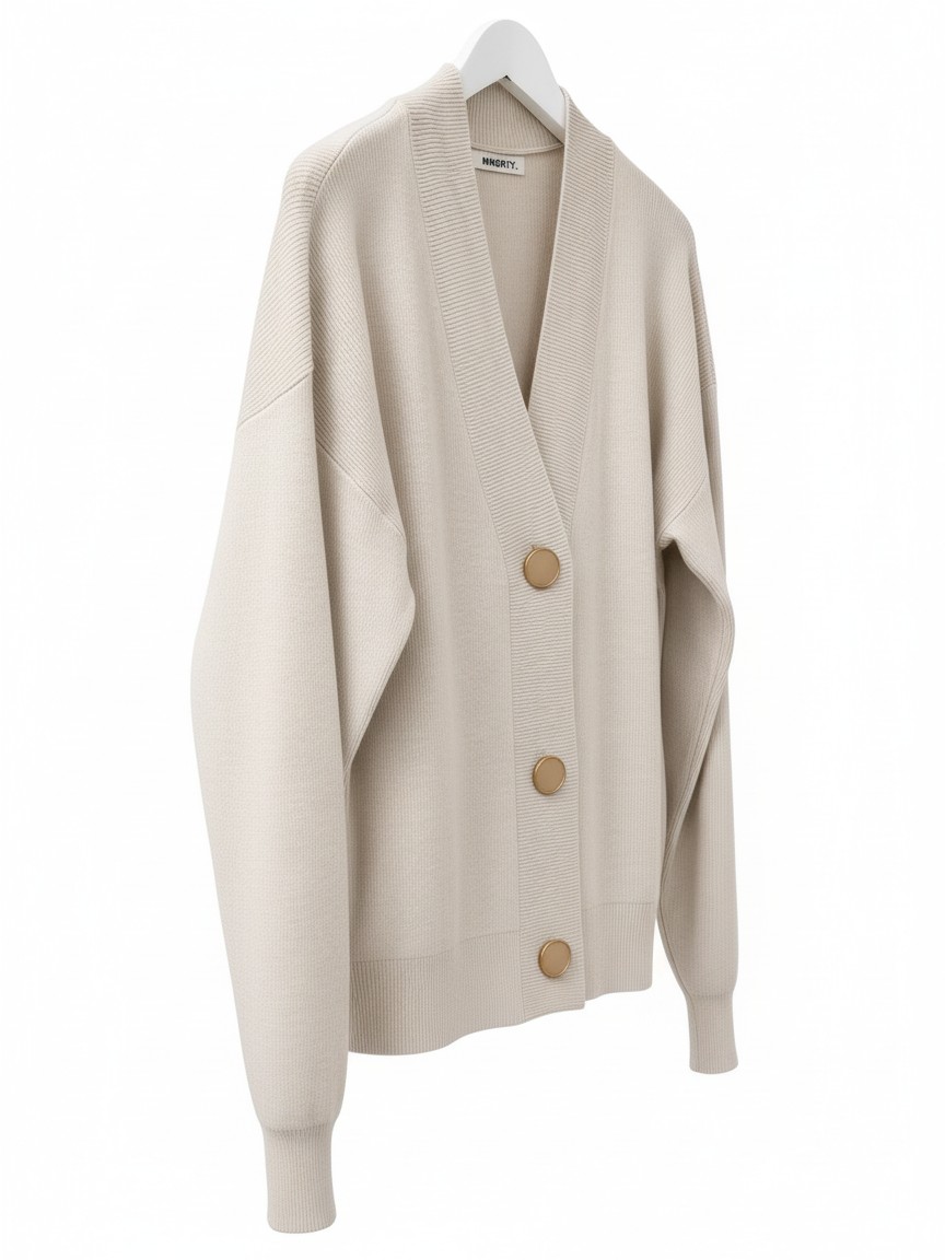 Dámsky kardigán na gombíky MINORITY BEIGE MELANGE Svetlá béžová s.WEAR 4